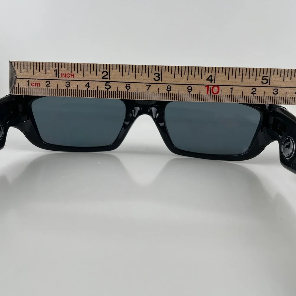 VTG Dragon Alliance Rev Sunglasses Black Wrap Sport Rectangle Silver Y2K 00s USA